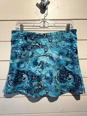 Title Nine Skort Size Medium M Blue Paisley Pull On Tennis Pickleball Hiking